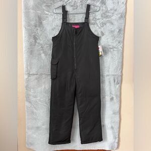 NWT London Fog Kids Black Snow Bib Overalls Size Large 14-16